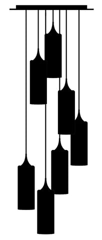 Small Tube 7-Pendant Cascade